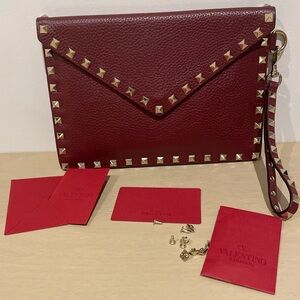 Valentino Garavani Burgundy Studded Wristlet